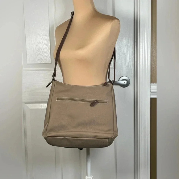 MultiSac Two tone brown multi compartment organizer bag handbag crossbody - Picture 2 of 8